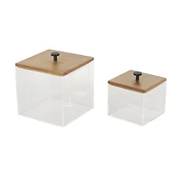 Clear & Brown Box Set with Brown Wooden Lids