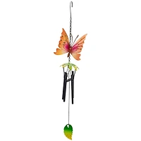 19" Orange Metal Butterfly Outdoor Garden Windchime