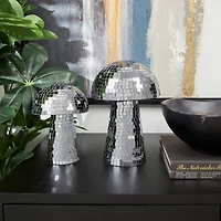 Silver Glass Mushroom Sculpture Set