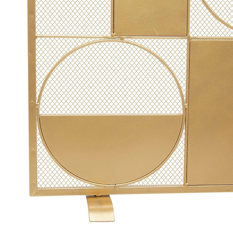 Gold Metal Contemporary Fireplace Screen, 32" x 40" x 6"