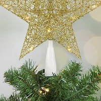 10" LED Lighted Gold Glittered Star Christmas Tree Topper, Warm White Lights