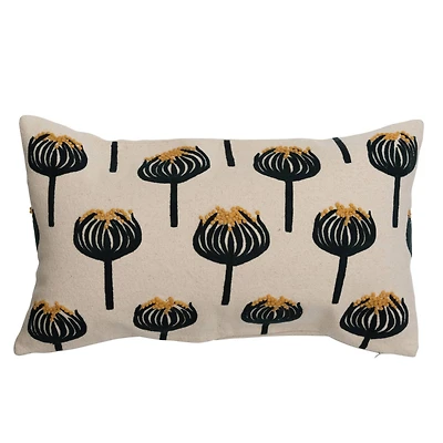 Hello Honey® Multicolor Embroidered & French Knot Flower Lumbar Pillow