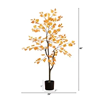 4ft. Orange Autumn Birch Leaf Artificial Potted Tree