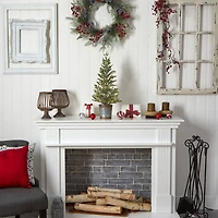 2ft. Pre-Lit Pine Artificial Christmas Tree in Rustic Metal Planter, Warm White Lights