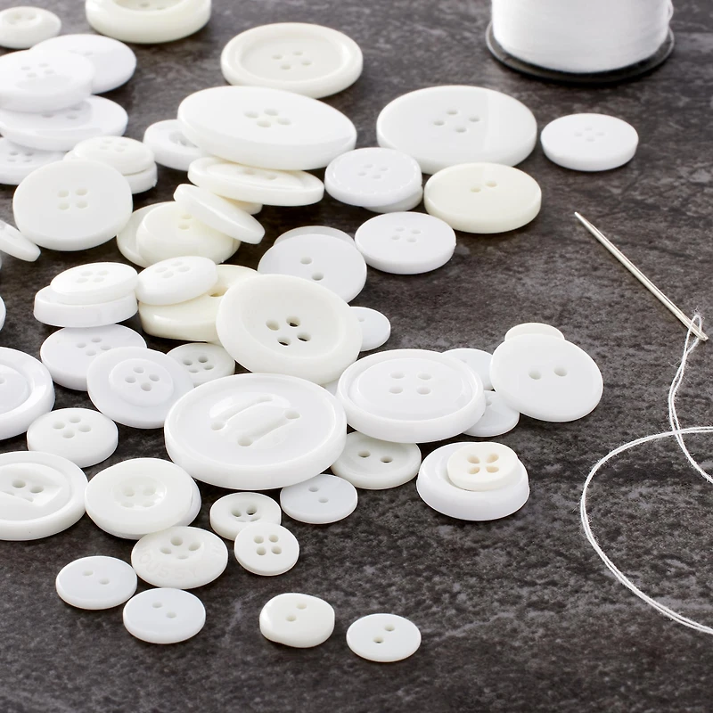 White Buttons Value Pack By Loops & Threads®
