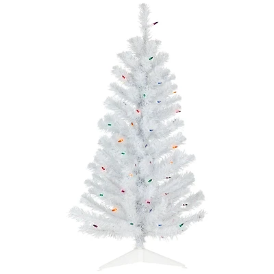 3ft. Pre-lit White Pine Artificial Christmas Tree, Multicolor Lights