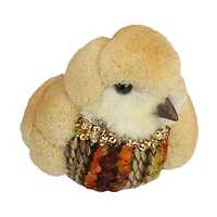 8.5" Orange & Brown Autumn Harvest Tabletop Bird With Sequins