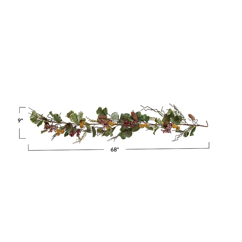 Hello Honey® 5.5ft. Faux Zanzibar Leaf Garland with Pinecones & Berries