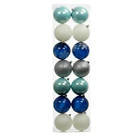 14 Pack 4" Blue & Silver Solid, Glitter & Snowflake Shatterproof Ball Ornaments by Ashland®