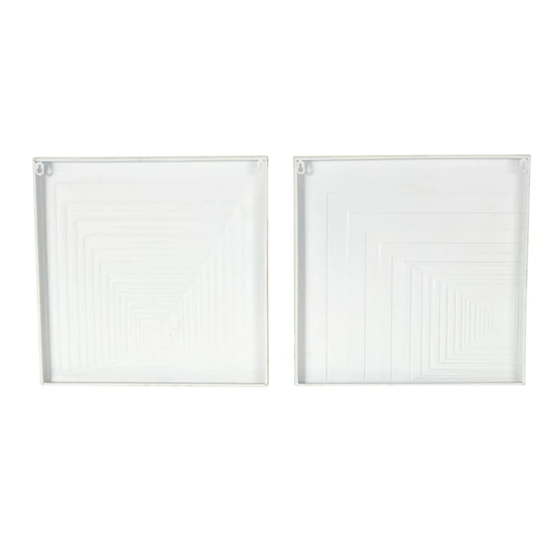 18.3" x 18.3" Cream Metal Geometric Layered Square Cube Wall Décor with Sandstone Texture Set