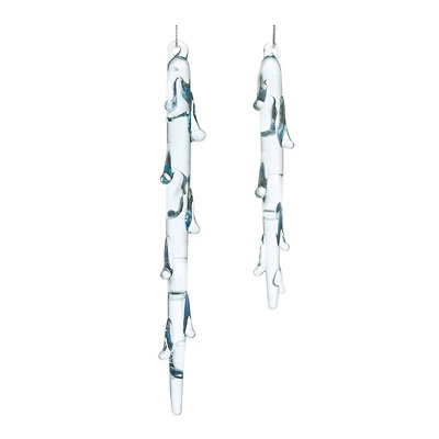 12ct. Melted Glass Icicle Drop Ornaments
