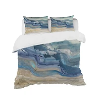 Designart 'Coast Blue Sea Waves Watercolour' Traditional Bedding Set