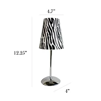 LimeLights 12.5" Silver Plastic Zebra Print Table Lamp 
