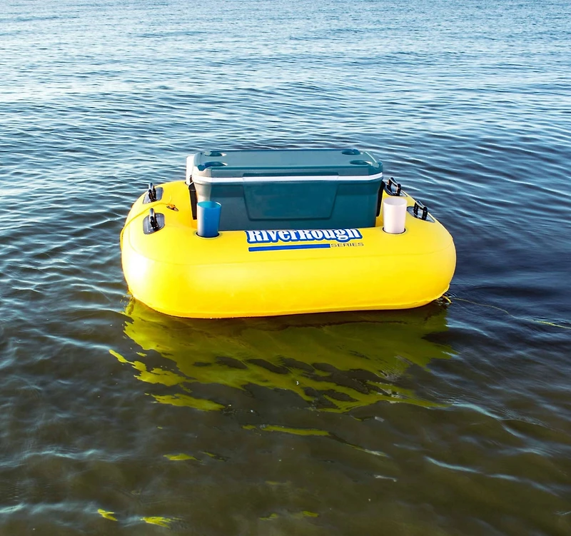 55" Inflatable Yellow & Black Swimming Pool Cooler Raft Float