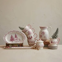 Hello Honey® 12" Pink & Cream Deer & Trees Stoneware Platter