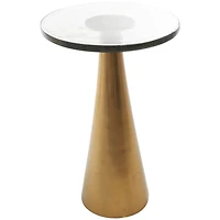 22" Gold Aluminum Geometric Cone Accent Table with Glass Tabletop