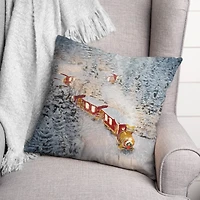 Train In The Snow 18x18 Throw Pillow