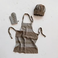 Hello Honey® Beige & Gray Child Apron, Chef Hat & Oven Mitt Set