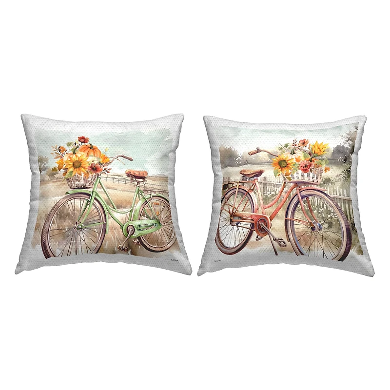 Stupell Industries Rustic Autumnal Bicycles Outdoor Printed Pillow