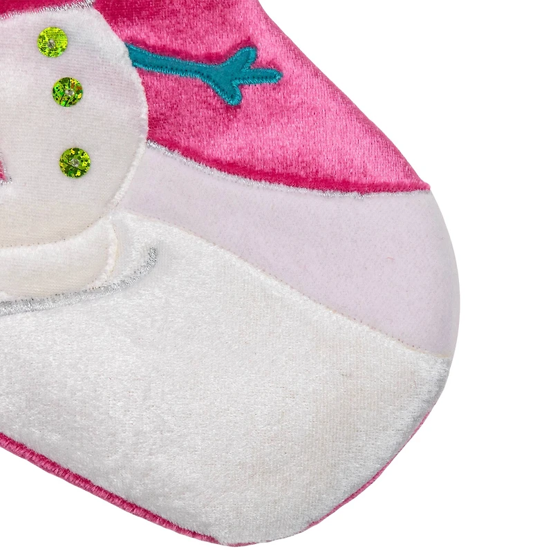 20.5" Embroidered Ice Skating Snowman & Christmas Tree Stocking