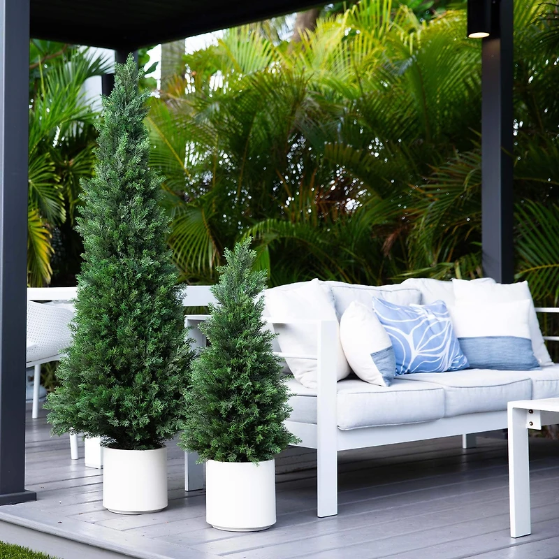 3ft. UV-Resistant Cedar Tree in White Planter