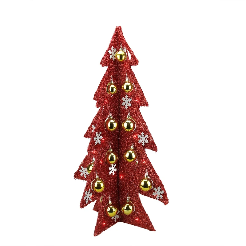 2.25ft. Pre-Lit Red Slim Tinsel Christmas Tree with LED Lights