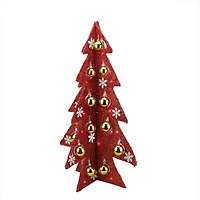 2.25ft. Pre-Lit Red Slim Tinsel Christmas Tree with LED Lights