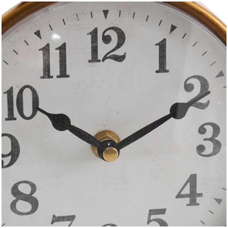 9" Gold Metal Scroll Antique Style Clock