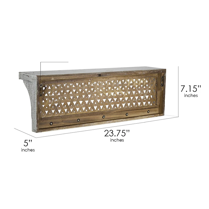 Whitewashed Wood Coat Rack With Shelf