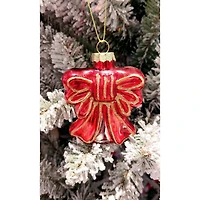 11.81” Red Ribbon Glass Christmas Ornament