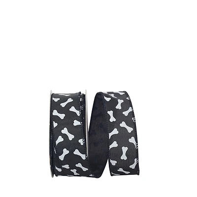 JAM Paper 1.5" x 20yd. Dog Bones Wired Ribbon