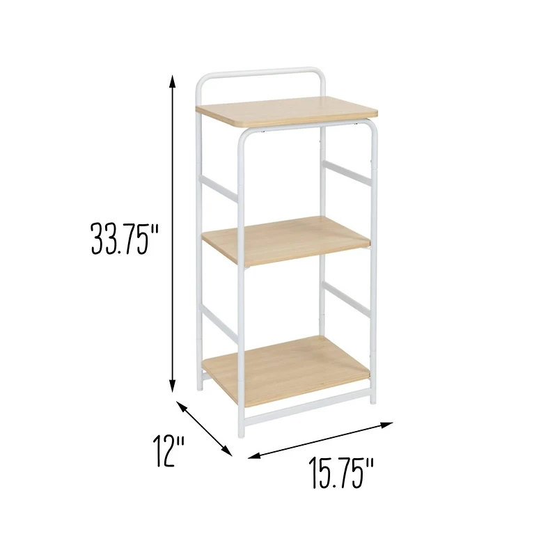 6 Pack: Honey Can Do 33" Small 3-Tier Wood & Metal Shelf