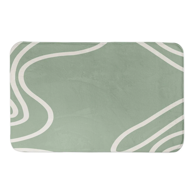 Green Curved Lines Bath Mat