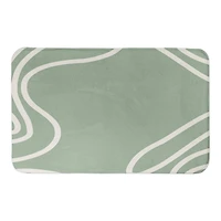Green Curved Lines Bath Mat