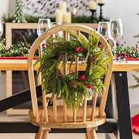 Glitzhome® 14"D Christmas Mini PE Wreath with Pinecones and Red Berries Set