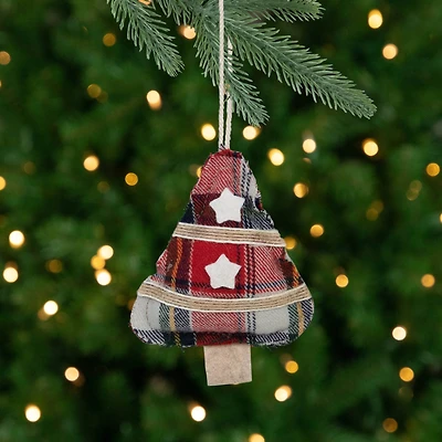 4" Plaid Christmas Tree Shaped Plush Ornament
