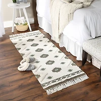 DII® Printed Off-White Hand-Loomed Shag Rug Runner