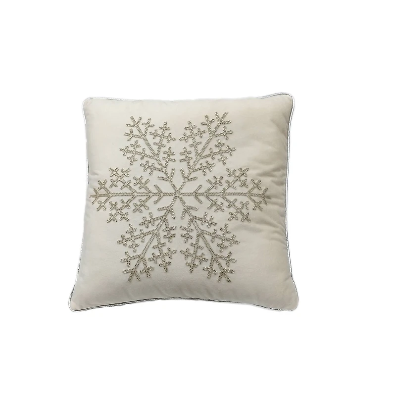 16" White & Silver Glitter Snowflake Throw Pillow by Ashland®