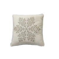 16" White & Silver Glitter Snowflake Throw Pillow by Ashland®
