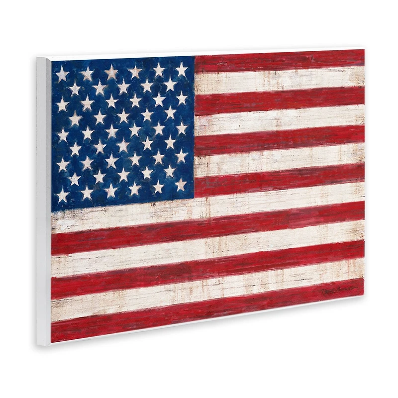 Stupell Industries Rustic American Flag Red White Blue Distressed Pattern Wall Plaque Art