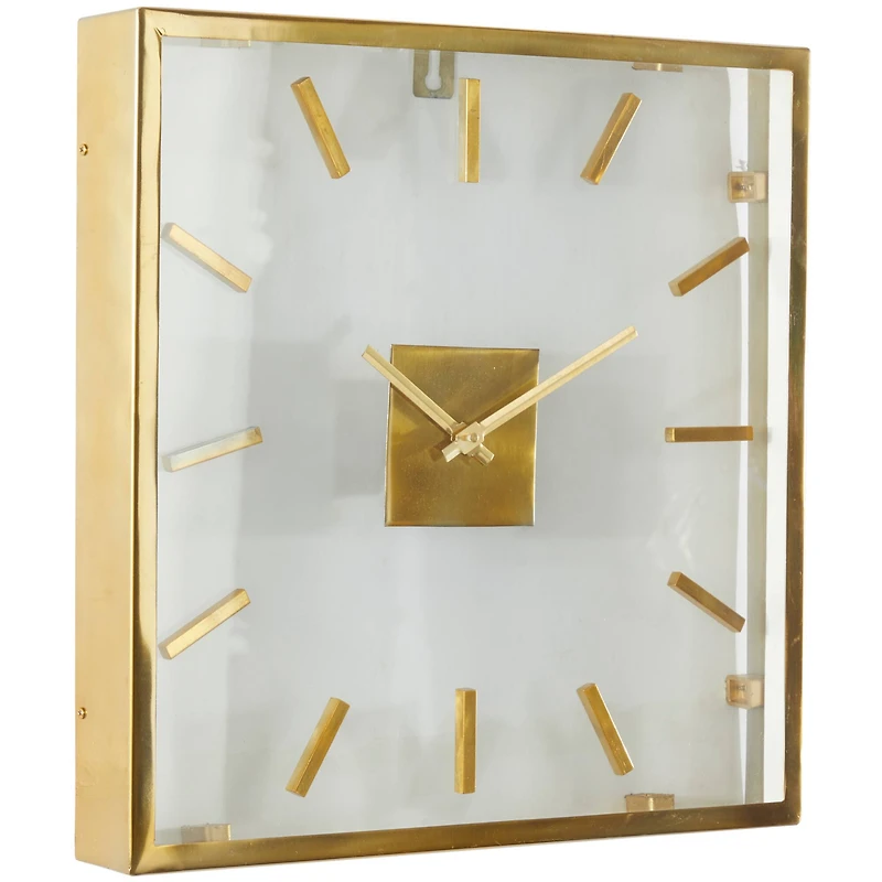 16" Gold Stainless Steel Wall Clock with Clear Face