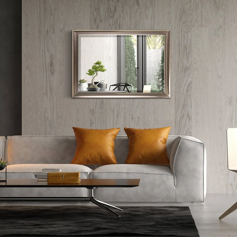 Head West Brushed Nickel Framed Wall Mirror