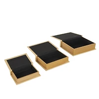 Faux Leather Geometric Woven Grid Book Storage Box Set