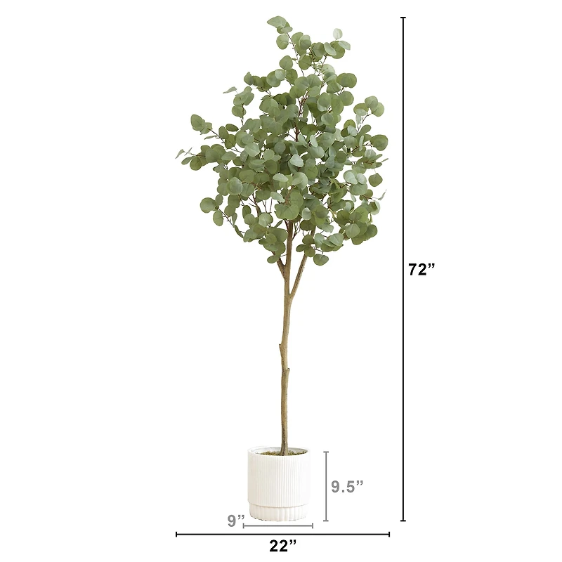 6ft. Artificial Eucalyptus Tree with White Decorative Planter