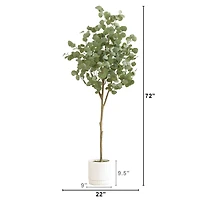 6ft. Artificial Eucalyptus Tree with White Decorative Planter