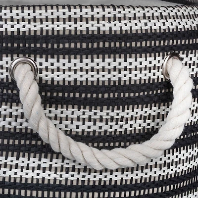 DII® Large Black & White Striped Weave Round Paper Storage Basket