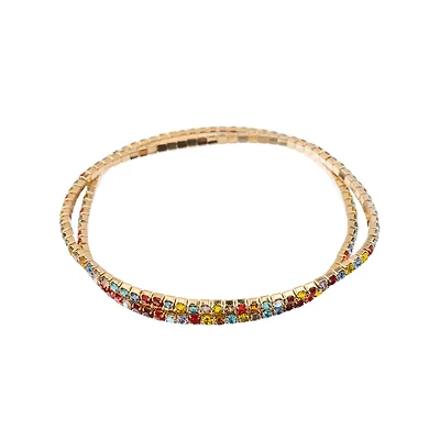 Crystal Lane DIY Gold & Rainbow Rhinestones Bracelets, 2ct.