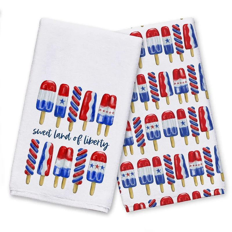 Sweet Land of Liberty Patriotic Popsicles Tea Towel Set