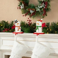 Glitzhome® 7.5" Christmas Snowman Stocking Holder Set