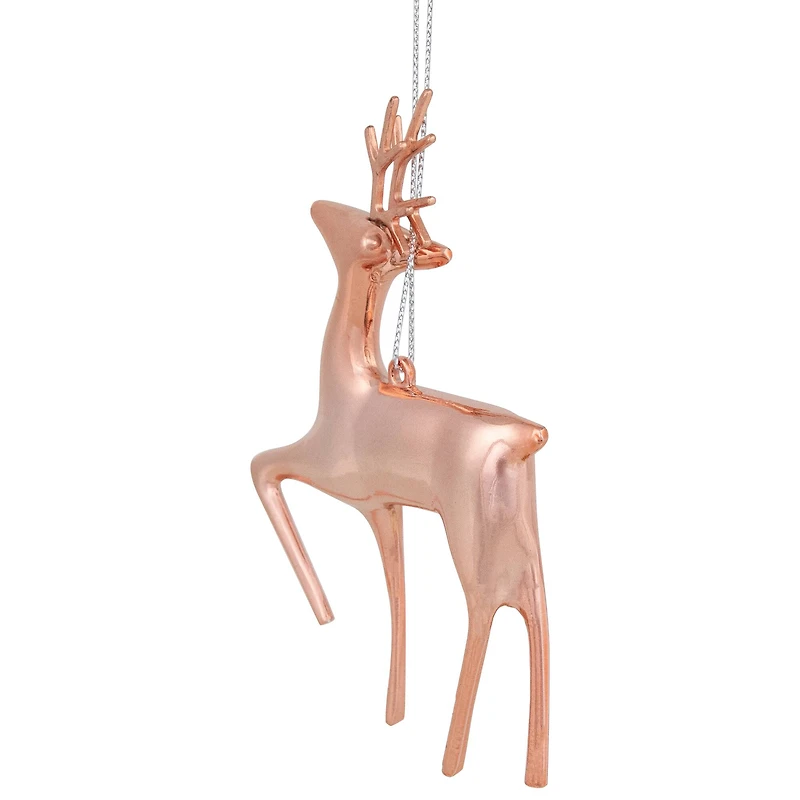 4.75" Shiny Rose Gold Reindeer Ornament